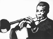 Monotype print of Louis Armstrong