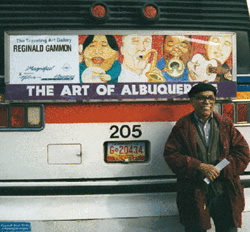 Reggie in front of "Art of Albuquerque" Bus