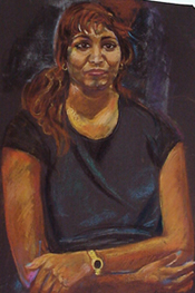 Untitled pastel of a seated woman
